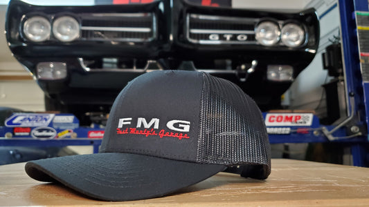 Fast Monty's Garage "FMG" Logo Hat Black Logo Shot