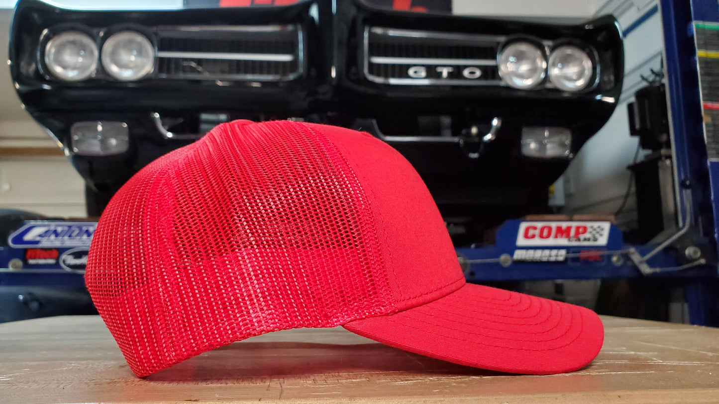 Fast Monty's Garage "FMG" Logo Hat Red Side Shot