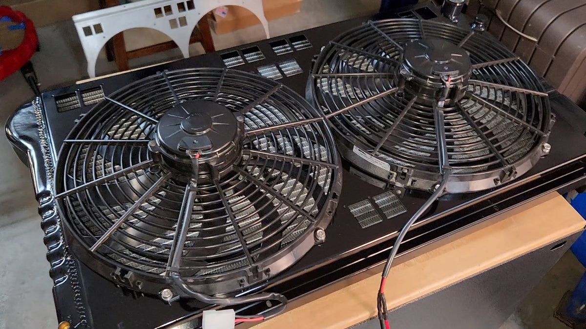 Installation view of GM A-Body fan shroud for Cold Case GMA42 - Fast Monty's Garage
