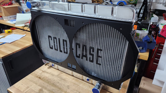 1963 to 1966 GM Trucks Dual 12 inch Fan Shroud for ColdCase GMT555A Raw Aluminum or Powder Coated