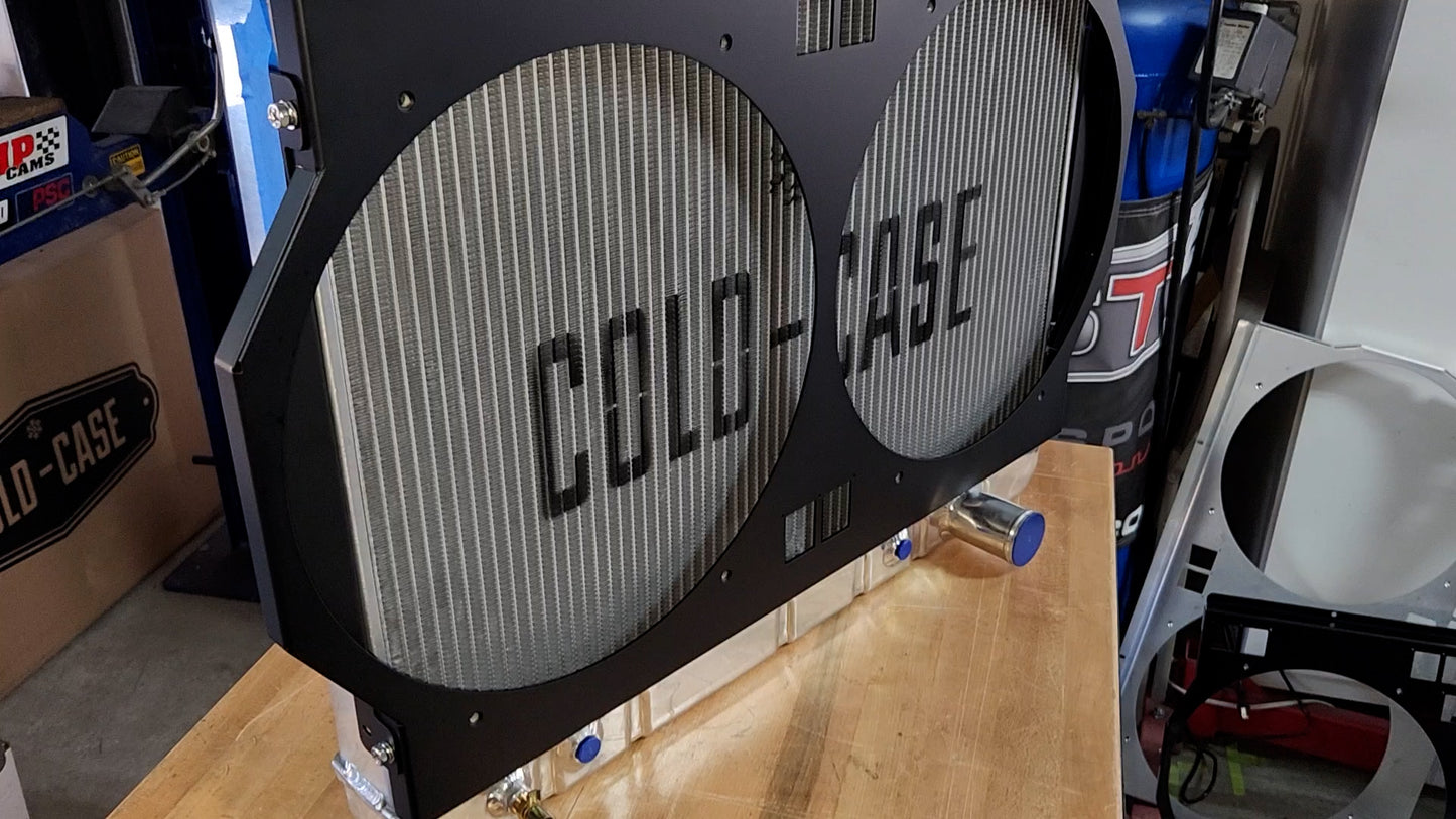 1966 and 1967 Pontiac A-Body Dual 14 inch Fan Shroud for Cold Case GPG38 Raw Aluminum or Powder Coated