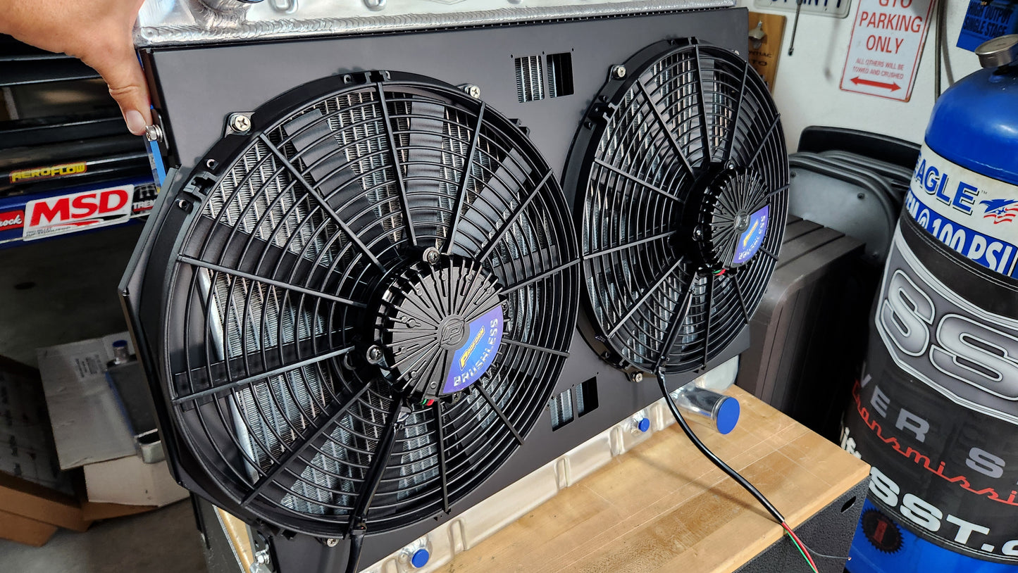 1966 and 1967 Pontiac A-Body Dual 14 inch Fan Shroud for Cold Case GPG38 Raw Aluminum or Powder Coated