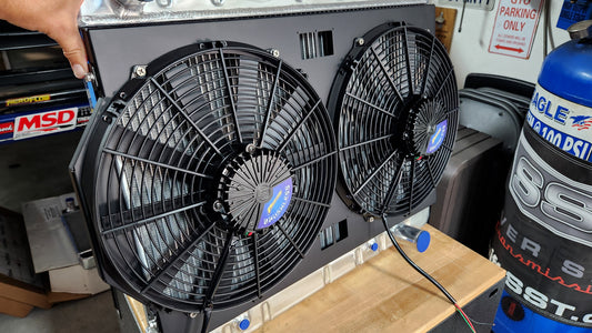 1966 and 1967 Pontiac A-Body's with AC, Dual 14 inch Fan Shroud for Cold Case GPG38 Raw Aluminum or Powder Coated