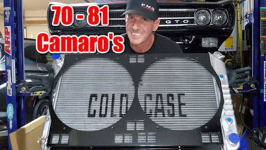 Monty holding Dual 14 inch fan shroud mounted on Cold Case radiator CHC545