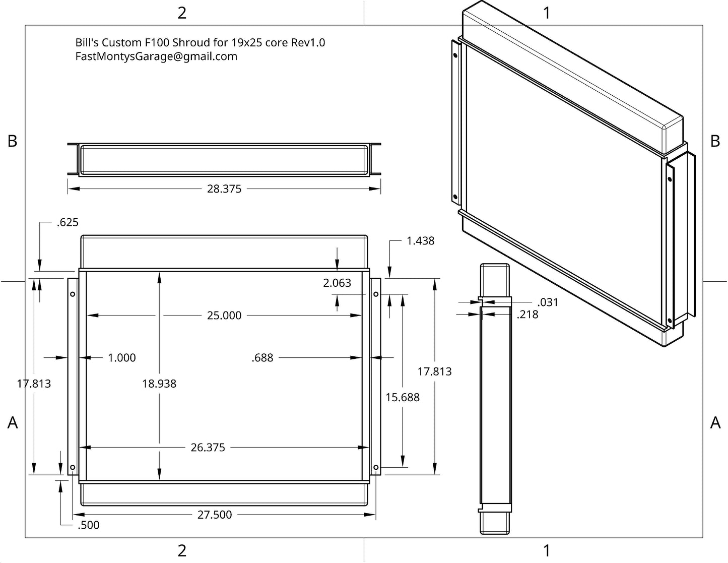 Bill's Custom F100 Shroud for Dual 14inch Universal Fans