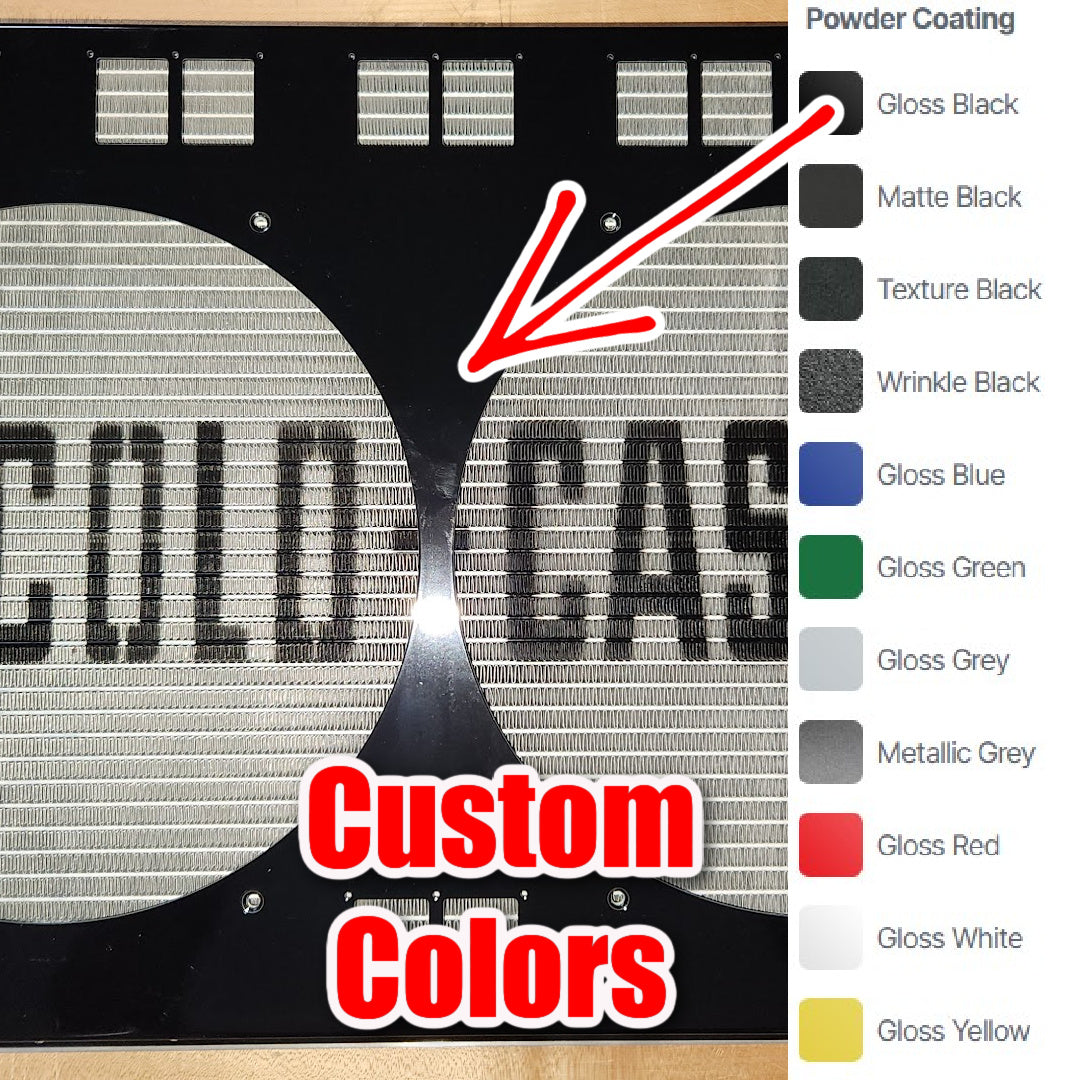 Powder Coat options for FMG Cold Case Radiator Shrouds with CHC11 Black Shroud