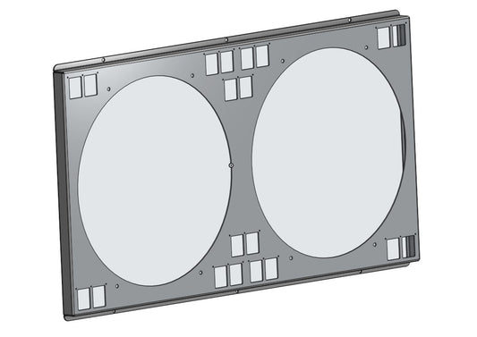 Rendering of dual 16 inch fan shroud for cold case radiator GMT571A