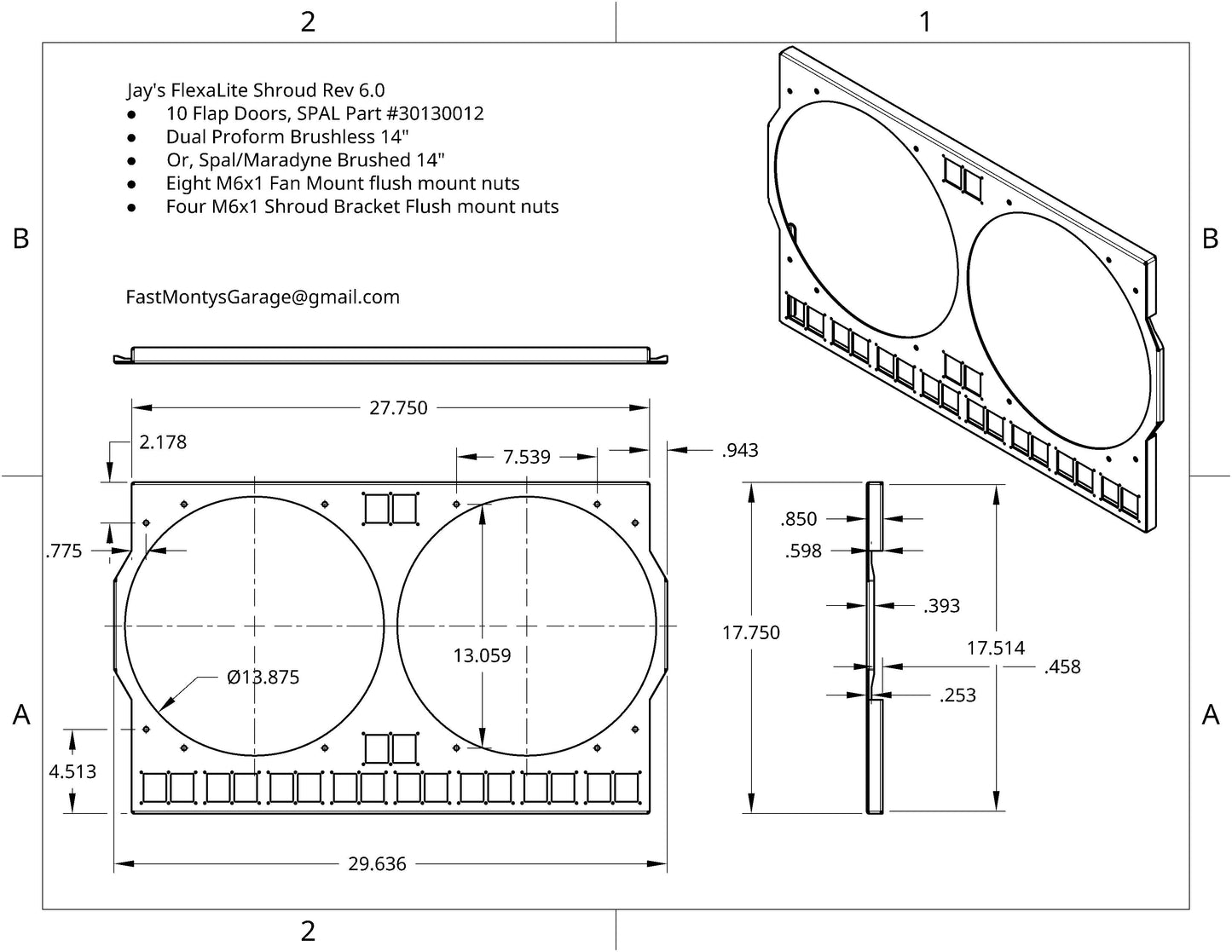 Flex-A-Lite Radiator 28 x 17.75 Core Custom Fan Shroud - Dual Universal 14 inch fans