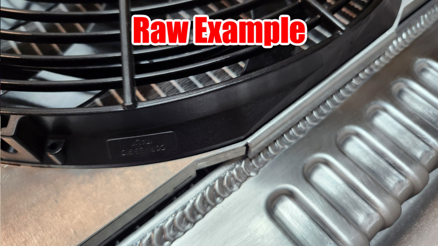 Electric fan and raw aluminum radiator shroud