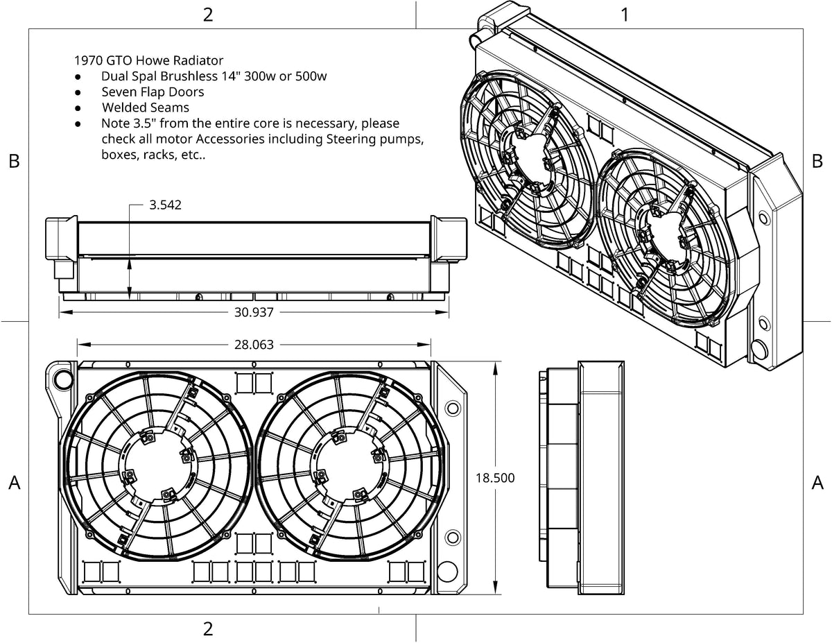 1970 GM ABody HOWE 14 inch Spal BRUSHLESS Shroud for HOWE Radiators