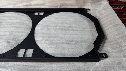 1966-67 Chevelle dual 14-inch fan shroud for Cold Case CHE542 – powder coated black side view