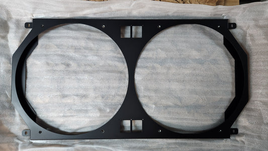 1966-67 Chevelle dual 14-inch fan shroud for Cold Case CHE542 – powder coated black front view