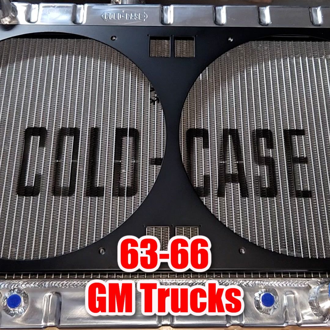 1963 to 1966 GM Trucks Dual 12 inch Fan Shroud for ColdCase GMT555A Raw Aluminum or Powder Coated