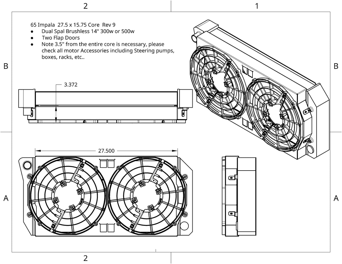 1965 Impala CUSTOM BeCool 60285 for Spal Brushless 14inch