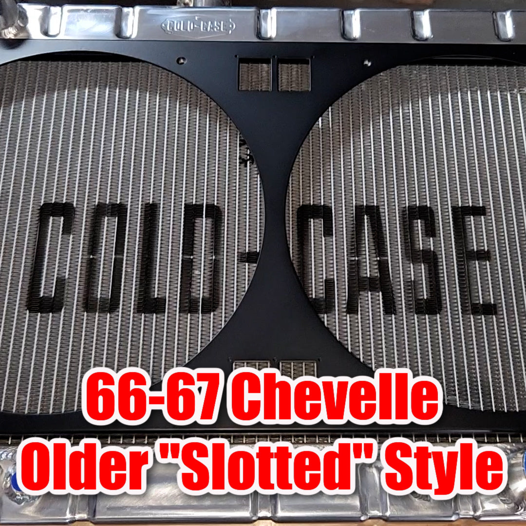 1966-67 Chevrolet Chevelle Dual 14 inch Fan Shroud for ColdCase OLD STYLE "Slotted" CHE542 Raw Aluminum or Powder Coated