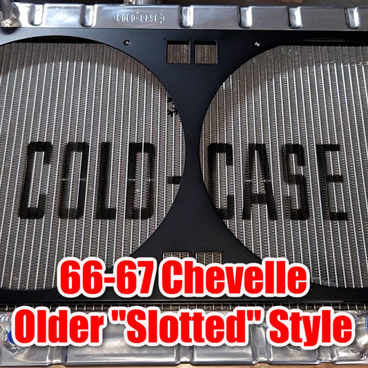 1966-67 Chevrolet Chevelle Dual 14 inch Fan Shroud for ColdCase OLD STYLE "Slotted" CHE542 Raw Aluminum or Powder Coated
