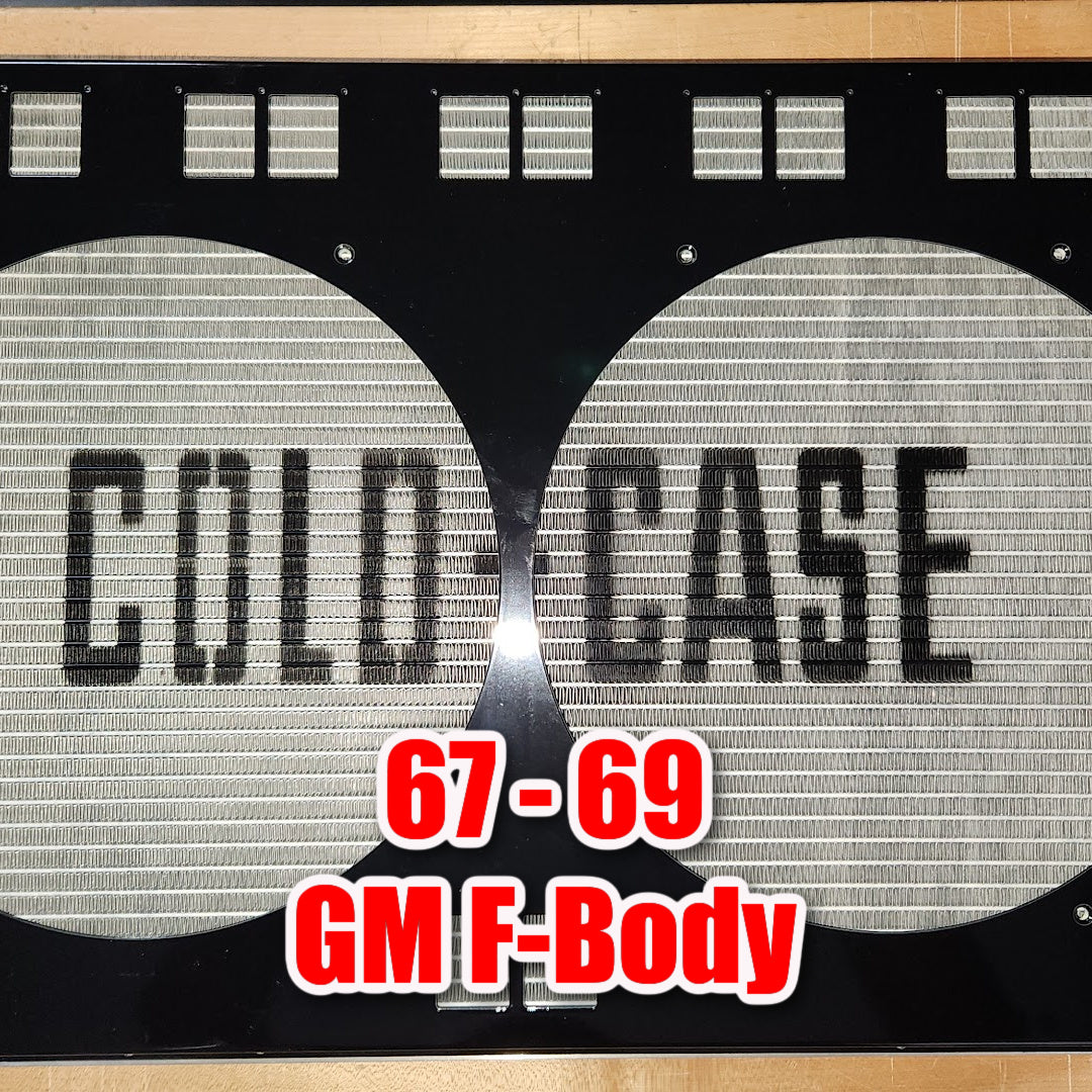 1967 to 1969 GM FBody Custom Shroud for Cold Case Radiators CHC11 Gloss Black in color.