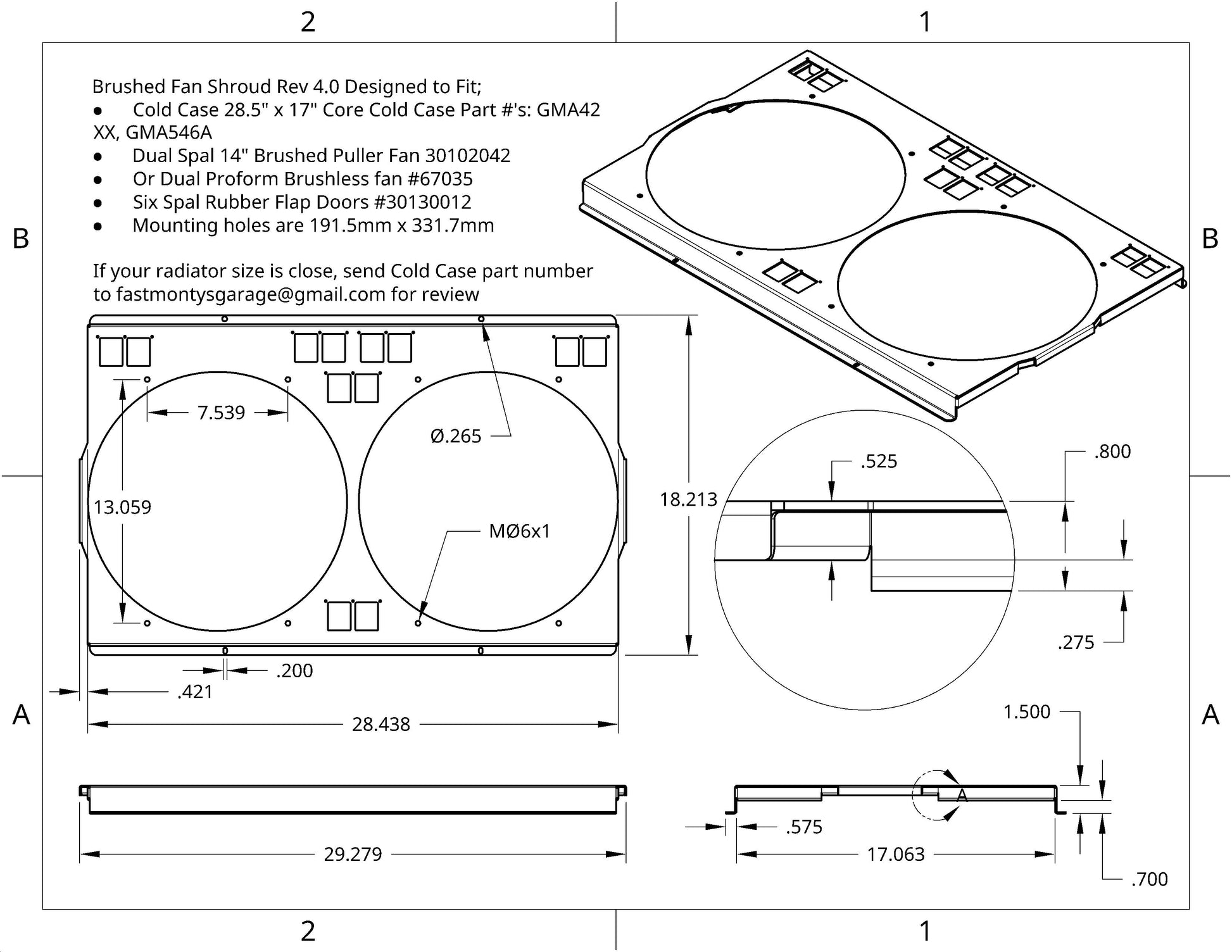 Custom 14" Fan shroud print for ColdCase GMA42 and GMA546