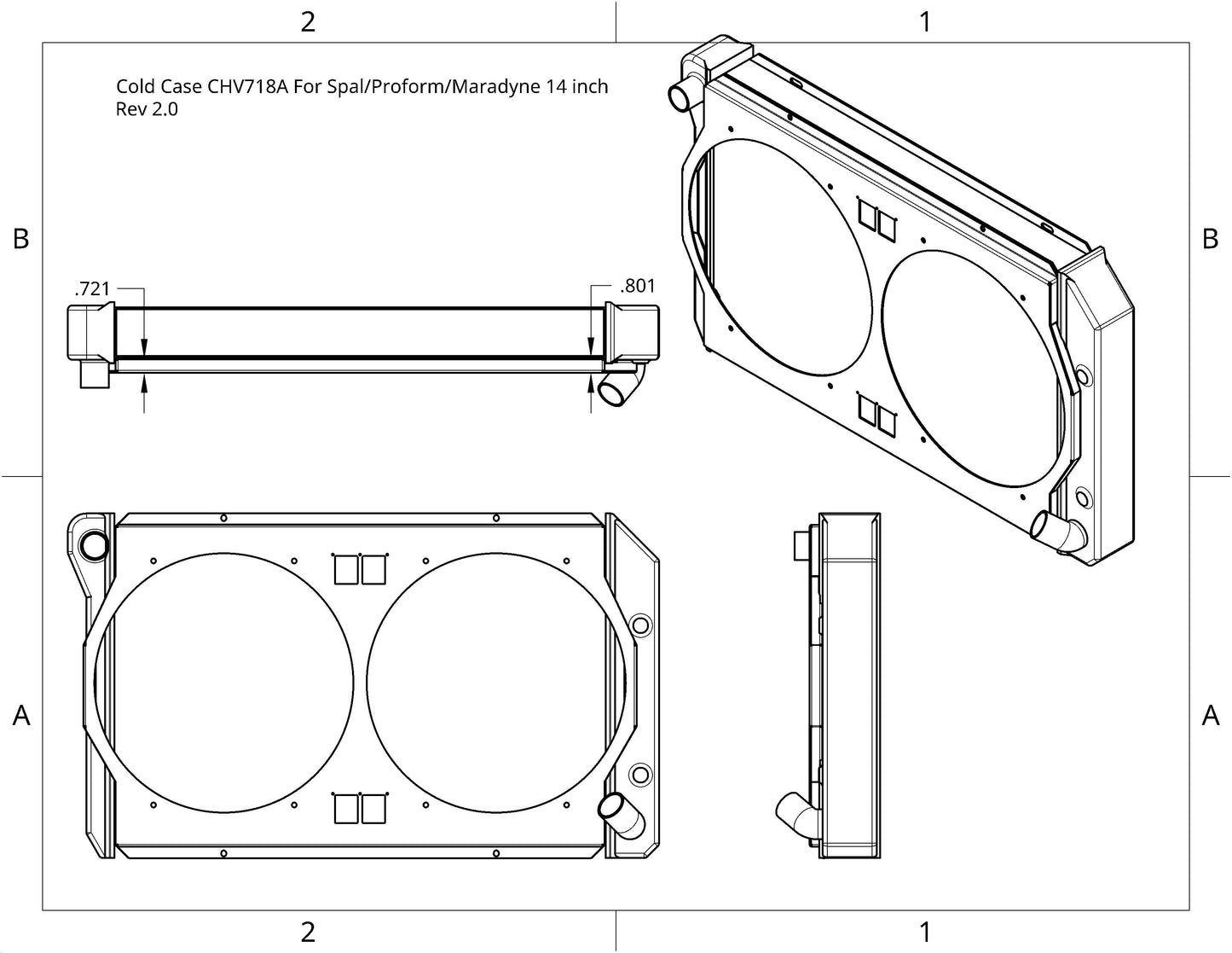 1977 to 1982 Chevrolet Corvette - Dual 14 inch Fan Shroud - For ColdCase CHV718A Raw Aluminum or Powder Coat
