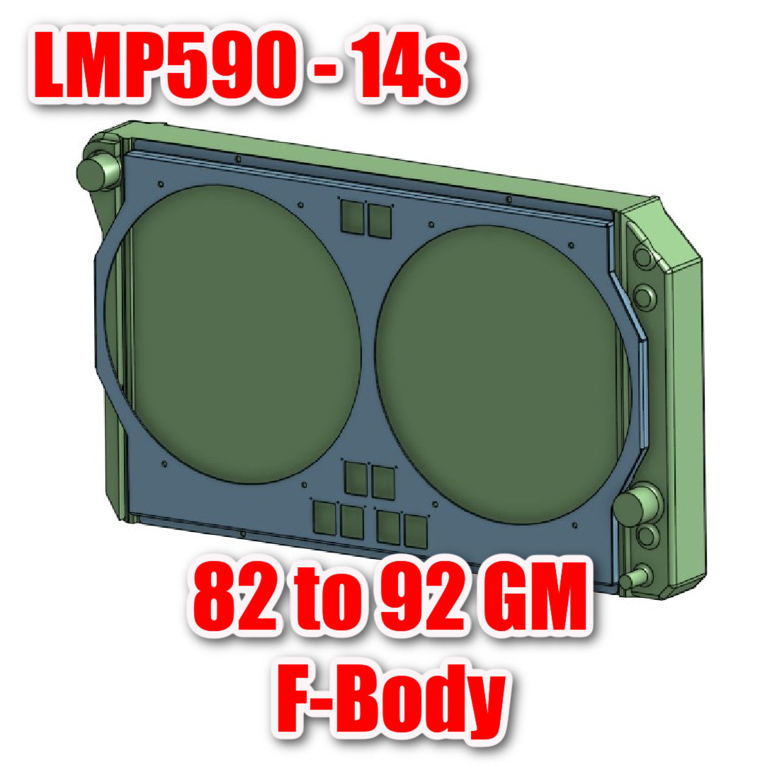 1982 to 1992 GM FBody Dual 14 Inch Fan Shroud for ColdCase LMP590 Raw Aluminum or Powder Coated