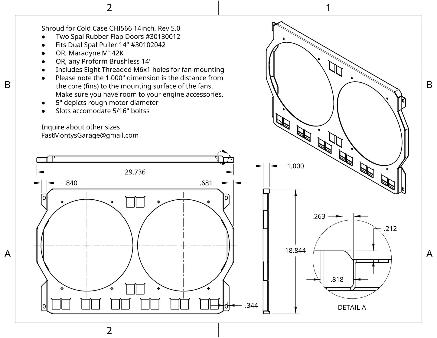 Bill's Custom F100 Shroud for Dual 14inch Universal Fans