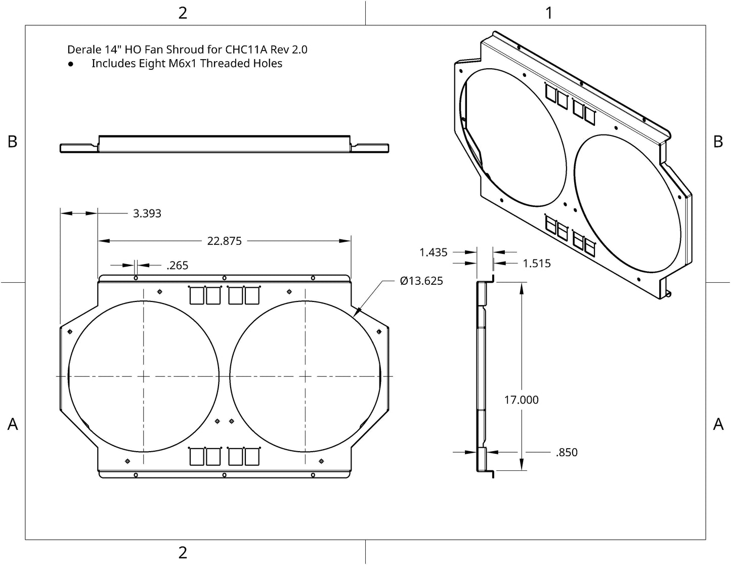 1967-69 GM F-Body Shroud for Cold Case CHC11 or CHC547 fits 14 inch Derale HO fans