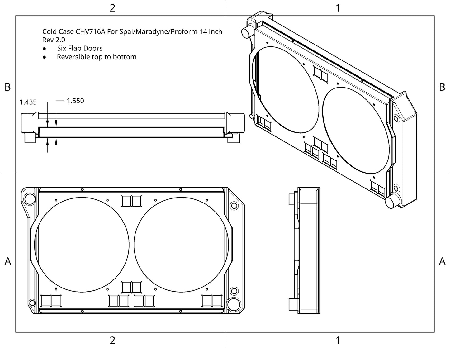 1973 to 1976 Corvette - 12 or 14 inch Fan Shroud - For ColdCase CHV716A Raw Aluminum or Powder Coated