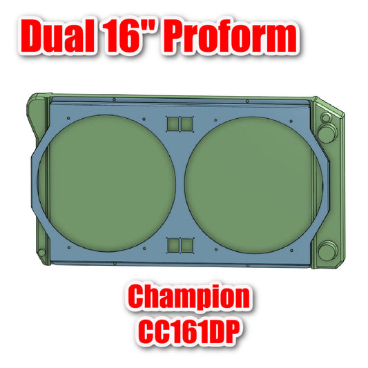 Champion Radiator shroud for CC161DP fits Dual Proform Brushless 16" fans.  Powder Coated or Raw Aluminum