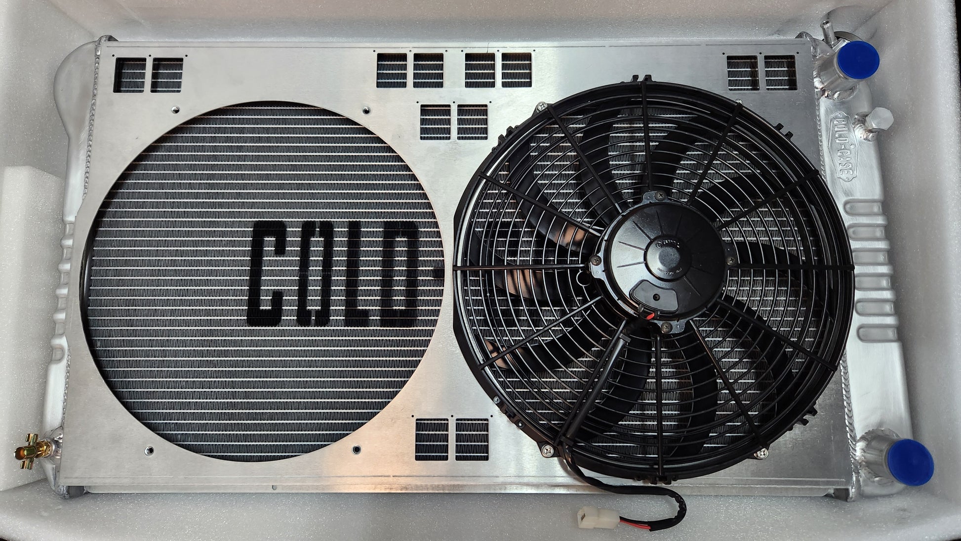 Dual 14 inch fan shroud in Raw Aluminum for Cold Case Radiators GPF18 