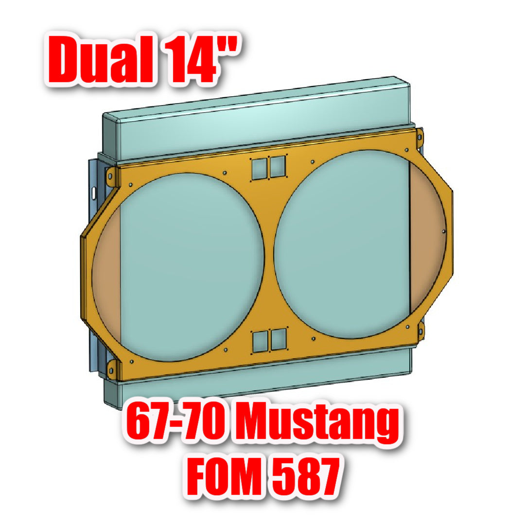 1967 to 1970 24" Ford Mustang Dual 14 inch Fan Shroud for ColdCase FOM587 Raw Aluminum or Powder Coated
