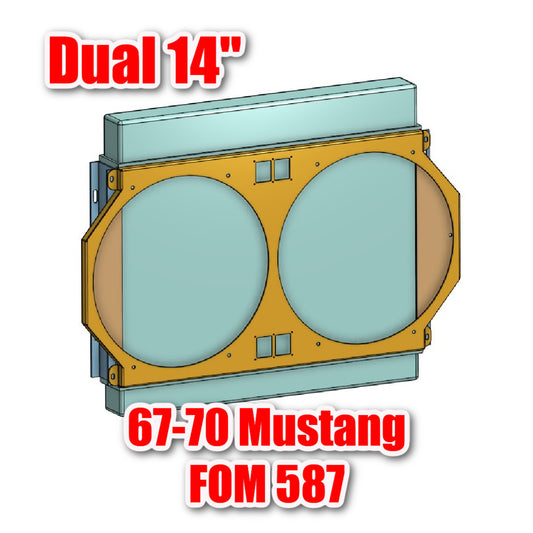 1967 to 1970 24" Ford Mustang Dual 14 inch Fan Shroud for ColdCase FOM587 Raw Aluminum or Powder Coated