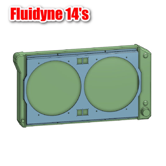 Fluidyne custom shroud for Dual 14 inch fans.