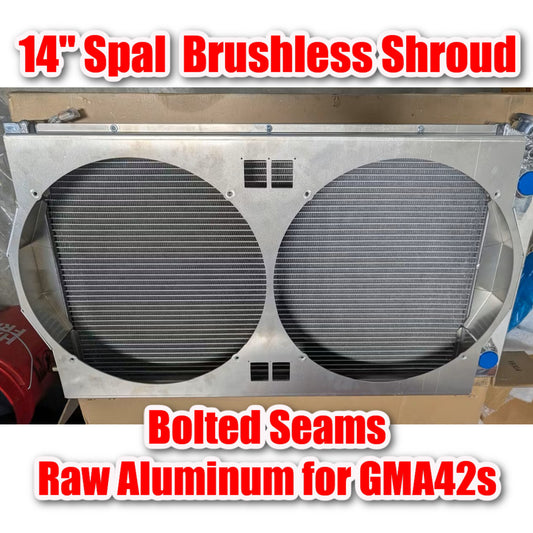 1968-1977 GM A-Body Cold Case GMA42 Spal brushless shroud – bolted seams raw aluminum