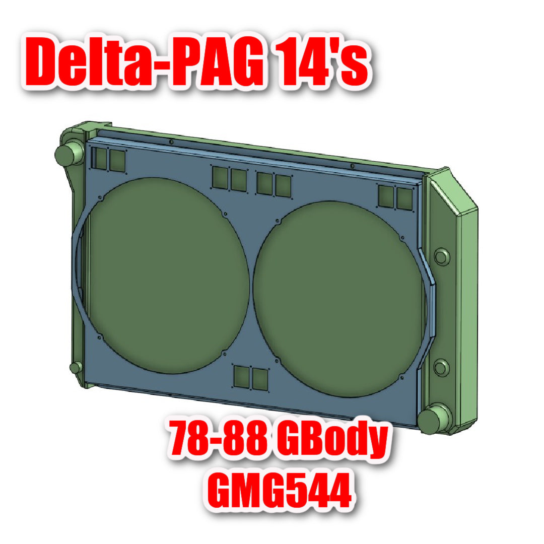 1978 to 1988 GM G-Body Shroud for Cold Case GMG544 fits 14 inch DeltaPAG Brushless Fans Raw Aluminum