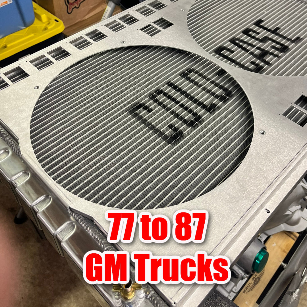 1977 to 1987 GM Truck Shroud for Tall Cold Case GMT556A21 fits 14 inch fans Raw Aluminum
