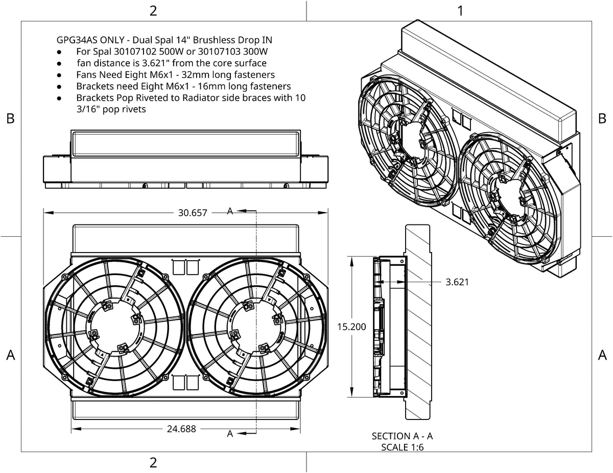 1966-67 Pontiac A-Body Dual Spal BRUSHLESS 14 inch Fan Shroud for ColdCase GPG34AS