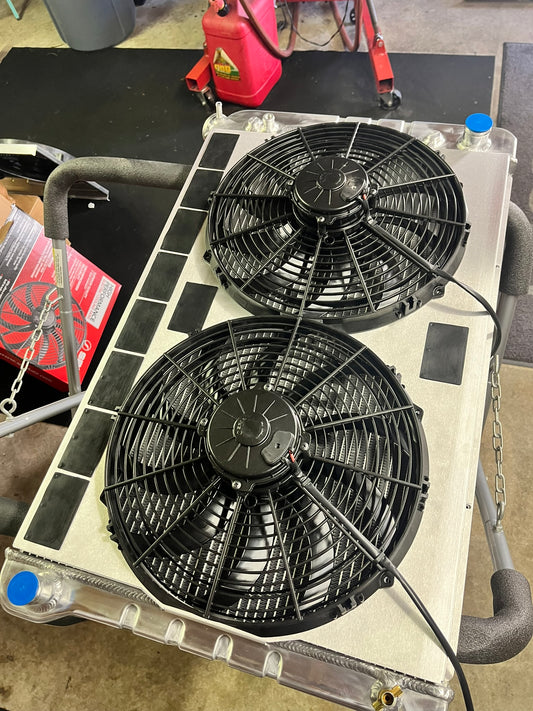 1977 to 1987 GM Truck Shroud for Tall Cold Case GMT556A21 fits 14 inch fans Raw Aluminum