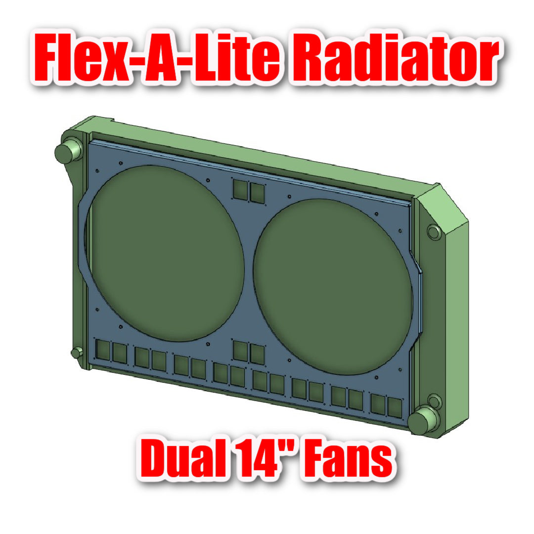 Flex-A-Lite Radiator 28 x 17.75" Core Custom Fan Shroud - Dual Universal 14 inch fans