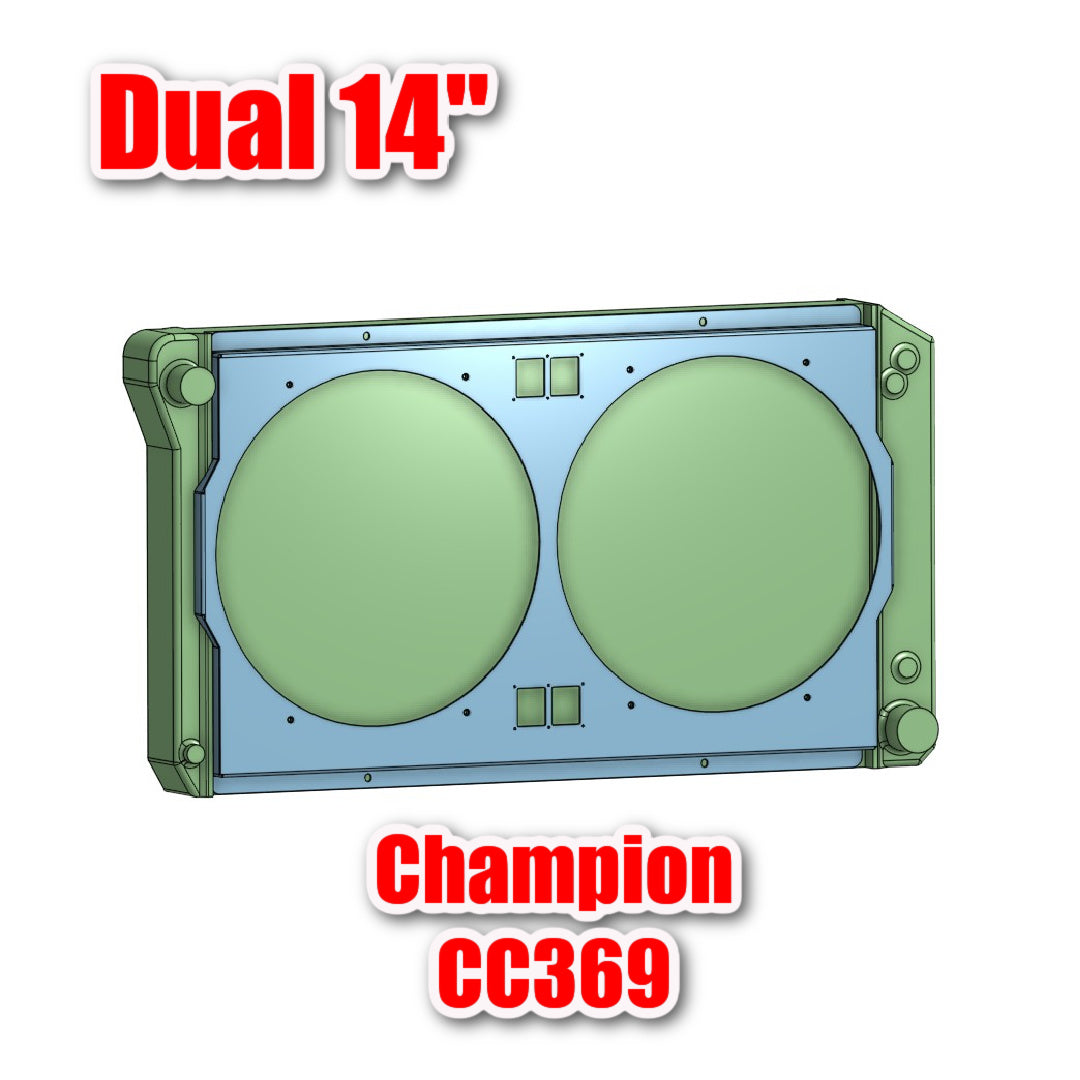 Champion Radiator shroud for CC369 fits Dual 14"fans.  Powder Coated or Raw Aluminum