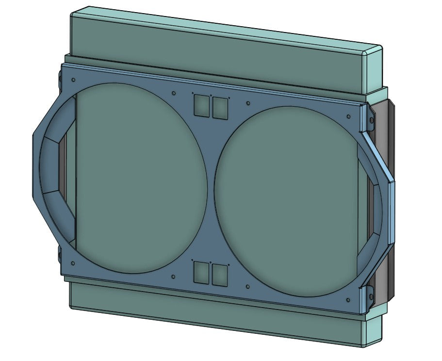 Rendering Rev 1.3 of custom 24x15 down flow shroud for 1969 Mustang - Fast Monty's Garage