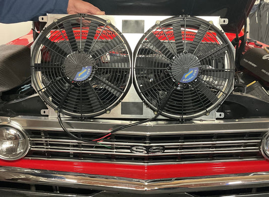 1966-67 Chevrolet Chevelle Dual 14 inch Fan Shroud for ColdCase CHE542 Raw Aluminum or Powder Coated