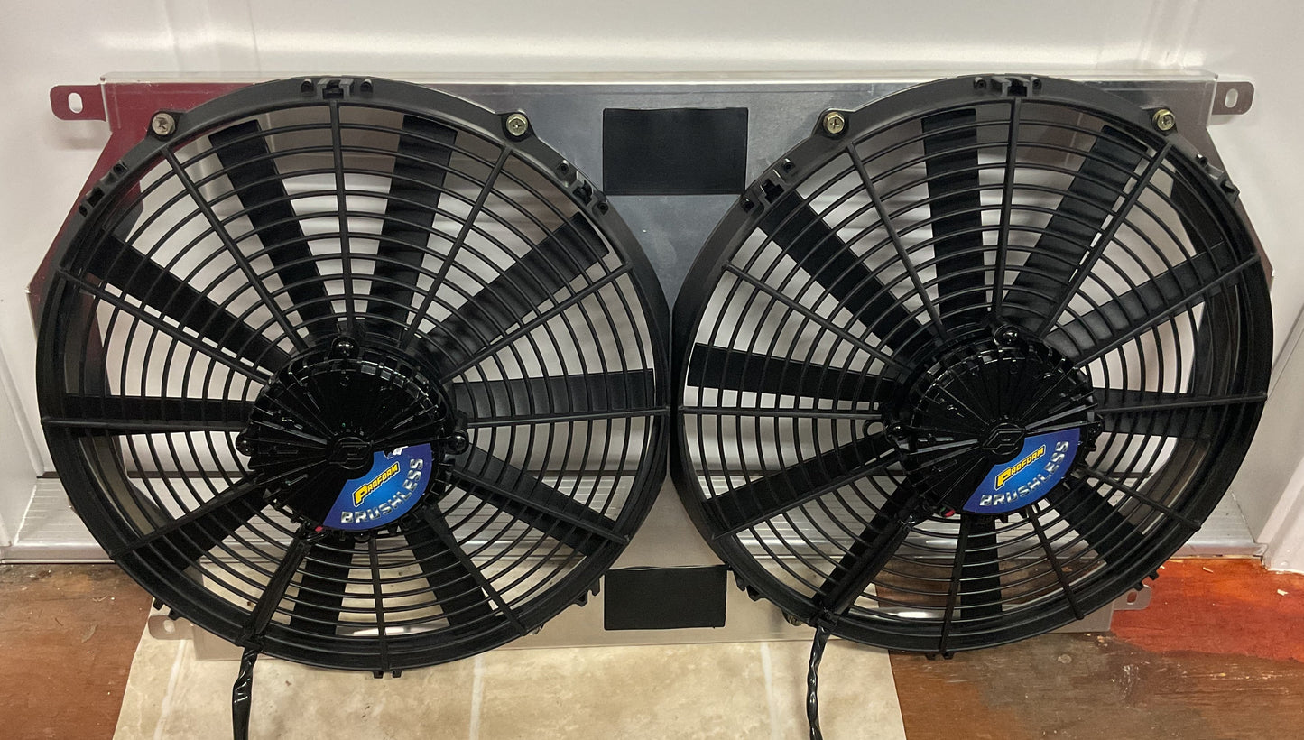 BLEM 1966-67 Chevrolet Chevelle Dual 14 inch Fan Shroud for ColdCase CHE542 Powder Coated Black